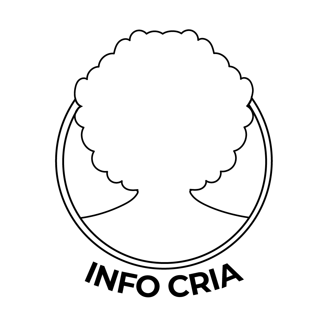 Logotipo preta da InfoCria Logotipo da InfoCria, que é uma silhueta de uma árvore com o topo que tampa parte de um círculo que contorna toda a parte de baixo da árvore
